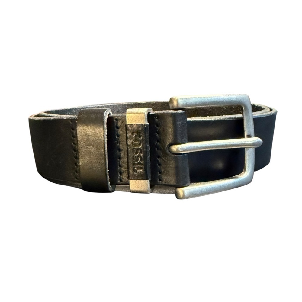 Fossil Black Leather Belt with Metal Buckle